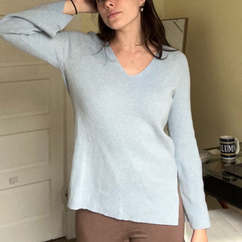 Light Blue J.Crew Bell Sleeve Sweater